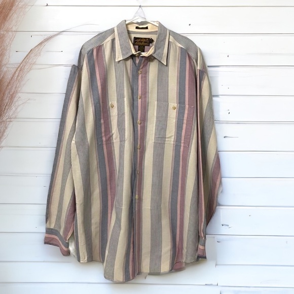 Eddie Bauer Rufton Stripe Button Down Shirt, Large - Picture 1 of 6